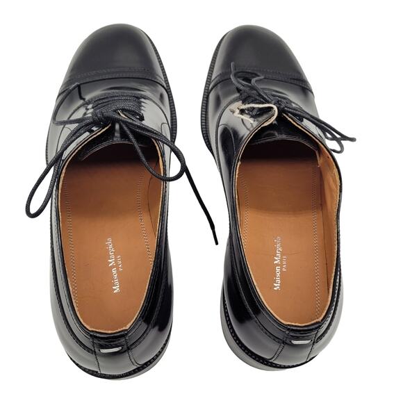 Maison Margiela Paris NIB Plain Leather Oxford Shoes In Black Lace Up Size 40 main image 6